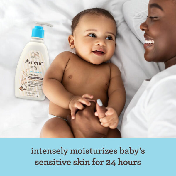 Aveeno Baby Daily Moisture Body Lotion for Sensitive Skin, Hypoallergenic Moisturizing Baby Lotion with Nourishing Oatmeal to Deeply Moisturize Baby's Skin, Fragrance-Free, 18 fl. oz