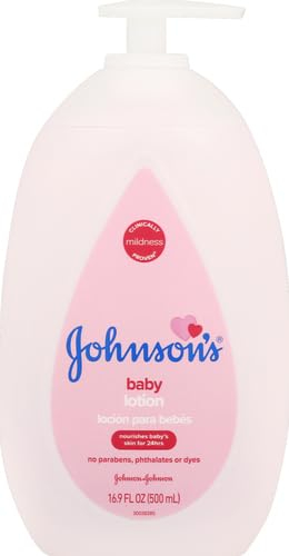 Johnson's Moisturizing Mild Pink Baby Lotion with Coconut Oil for Delicate Baby Skin, Paraben-, Phthalate- & Dye-Free, Hypoallergenic & Dermatologist-Tested, Baby Skin Care, 27.1 Fl. Oz