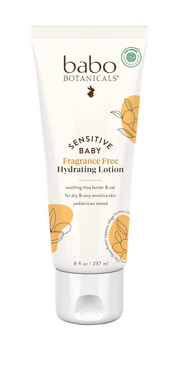 BABO Botanicals Sensitive Baby Fragrance-Free Daily Hydrating Baby Lotion - Shea Butter & Jojoba Oil - for Body & face - for Babies, Kids & Adults with Sensitive Skin - EWG Verified - Vegan