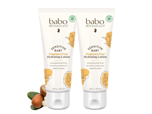 BABO Botanicals Sensitive Baby Fragrance-Free Daily Hydrating Baby Lotion - Shea Butter & Jojoba Oil - for Body & face - for Babies, Kids & Adults with Sensitive Skin - EWG Verified - Vegan