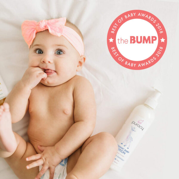 Puracy Organic Baby Lotion, Organic Eczema Moisturizer for Infants and Newborns, Natural Kids Body Lotion for Sensitive Skin, Gentle Calming Lavender & Grapefruit Essential Oils, 8 Ounce