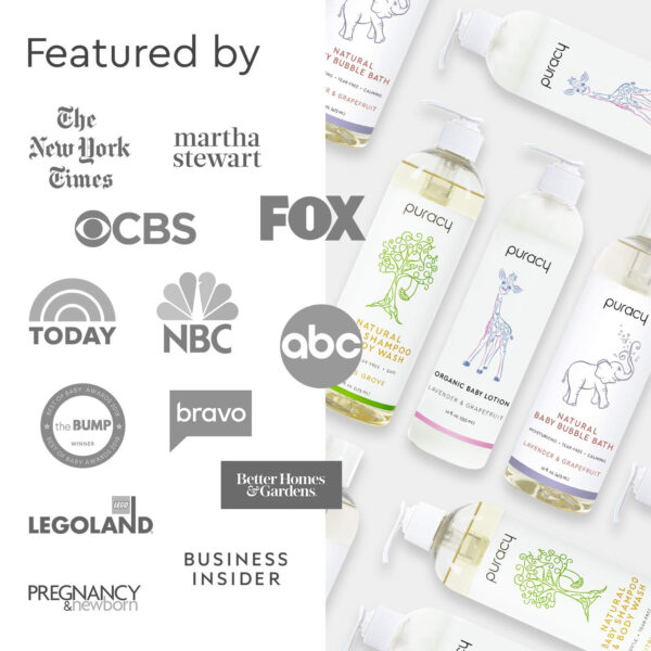 Puracy Organic Baby Lotion, Organic Eczema Moisturizer for Infants and Newborns, Natural Kids Body Lotion for Sensitive Skin, Gentle Calming Lavender & Grapefruit Essential Oils, 8 Ounce