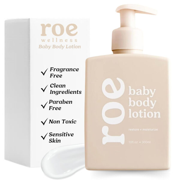 Roe Wellness- Baby Lotion Moisturizer Fragrance-Free | Great For Sensitive Skin Lightweight Moisturizing Lotion | For Babies, Infants, Kids and More