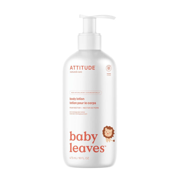 ATTITUDE Baby Lotion, EWG Verified Moisturizer, Dermatologically Tested Moisturizing Cream, Vegan and Cruelty-Free, Unscented, 16 Fl Oz