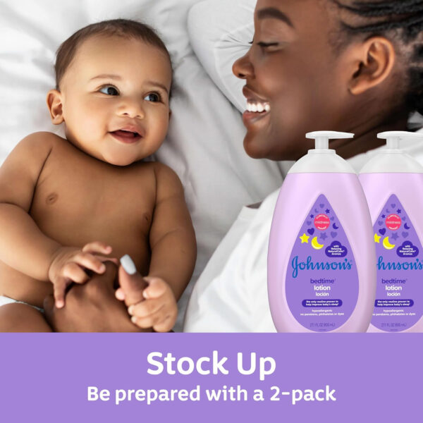 Johnson's Moisturizing Bedtime Baby Lotion with Coconut Oil & NaturalCalm Aromas to Help Relax Baby, Hypoallergenic & Free of Parabens, Phthalates & Dyes, Mild Baby Skin Care, 27.1 fl. oz