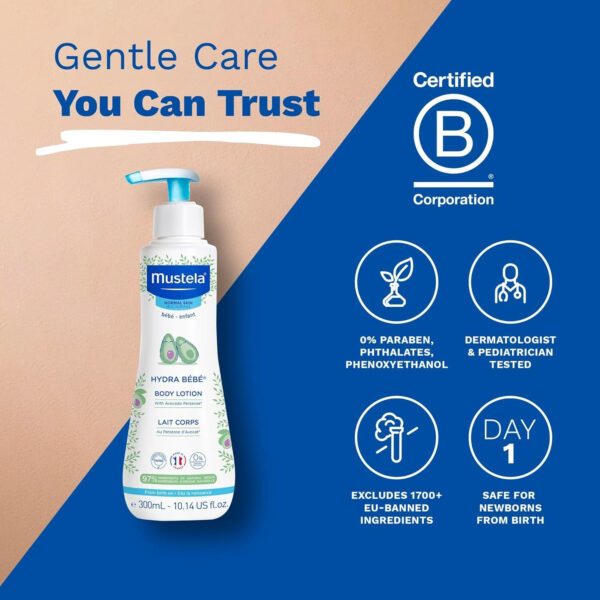 Mustela Hydra Bebe Body Lotion - Daily Moisturizing Baby Lotion with Natural Avocado, Jojoba & Sunflower Oil – Various Sizes