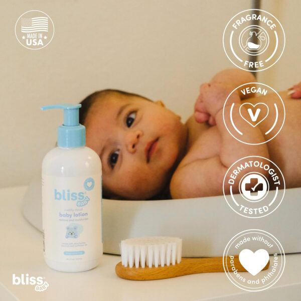 Bliss Baby Lotion, Premium & Unscented, For Dry & Sensitive Skin, Hydrating Daily Cream - For Babies, Toddlers, Kids & Adults, Vegan, Hypoallergenic, Dermatologist Tested, Clean & Gentle, 8 fl oz.