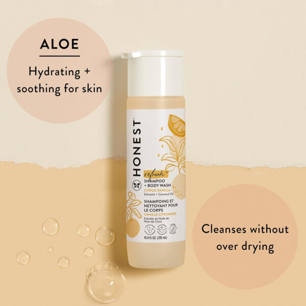 688a81e531fdb4edae41ba94e632d26ec9f4e7289cfb2d0e19ae6.jpg The Honest Company 2-in-1 Cleansing Shampoo + Body Wash for Sensitive Skin | Gentle for Baby | Naturally Derived, Tear-free, Hypoallergenic | Fragrance Free, 10 fl oz