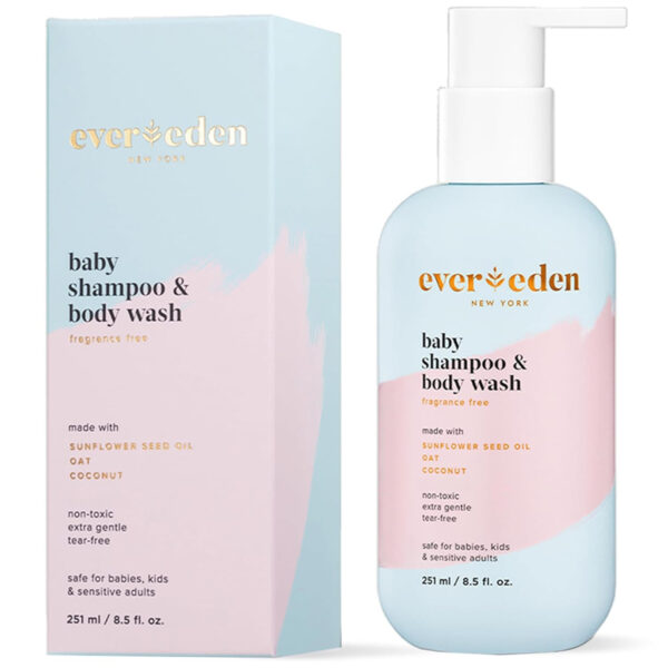 Evereden Baby Shampoo & Body Wash 2-in-1, 8.5 fl oz | Gentle, Non-Toxic, Fragrance-Free, Hydrating Formula for Sensitive Skin