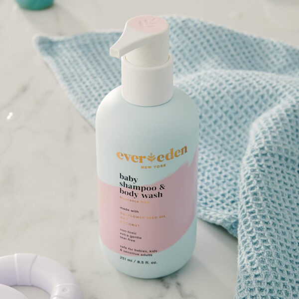 Evereden Baby Shampoo & Body Wash 2-in-1, 8.5 fl oz | Gentle, Non-Toxic, Fragrance-Free, Hydrating Formula for Sensitive Skin