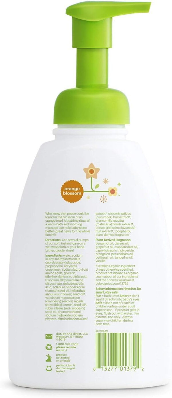 Babyganics Baby Shampoo + Body Wash Pump Bottle, Fragrance Free, 16oz, 3 Pack