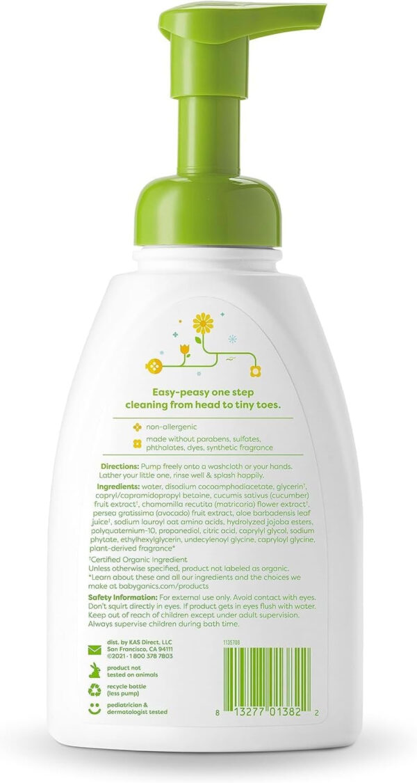Babyganics Baby Shampoo + Body Wash Pump Bottle, Fragrance Free, 16oz, 3 Pack