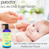 PURA D'OR 16 Oz All-in-One Calming Baby Wash & Shampoo For Hair & Entire Body, Tear Free, Sulfate Free, Natural Aloe Vera, USDA Biobased Gentle Formula