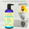 PURA D'OR 16 Oz All-in-One Calming Baby Wash & Shampoo For Hair & Entire Body, Tear Free, Sulfate Free, Natural Aloe Vera, USDA Biobased Gentle Formula