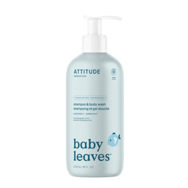 688a86319040a3cffd9fcaaa3d8263837ed793f560b5ccb73f6da.jpg ATTITUDE 2-in-1 Shampoo and Body Wash for Baby, EWG Verified, Dermatologically Tested, Vegan, Good Night, 16 Fl Oz