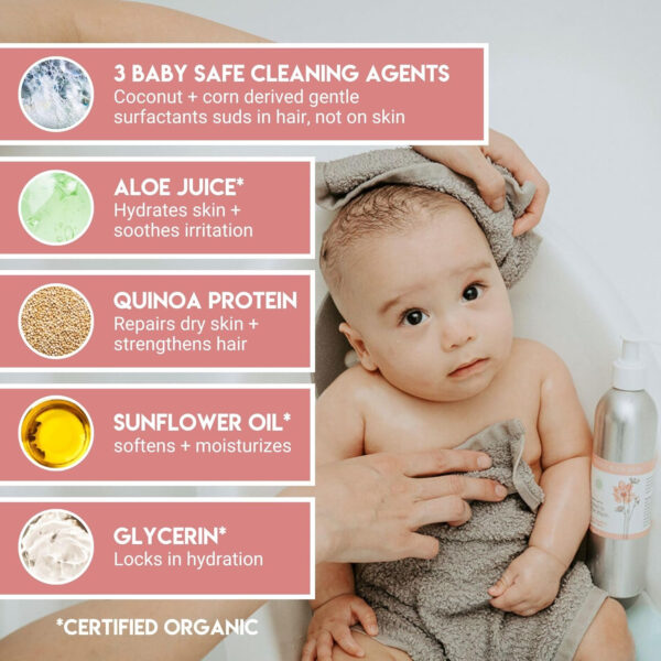 Bright Body Baby Head To Toe Wash 8 oz | Gentle Baby Shampoo And Body Wash For Sensitive Skin | Natural Ingredients | Unscented Non Toxic | Vegan, Cruelty-Free