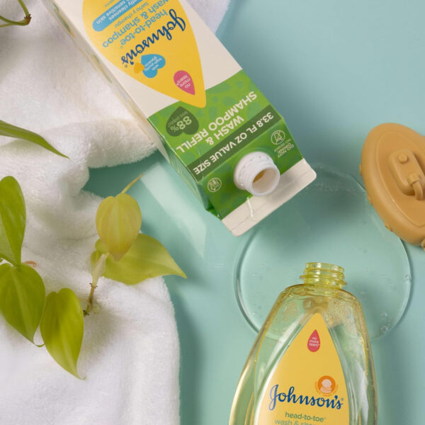 Johnson's Head-to-Toe Gentle Tear-Free Baby & Newborn Wash & Shampoo, Sulfate-, Paraben- Phthalate- & Dye-Free, Hypoallergenic Wash for Sensitive Skin & Hair, 27.1 fl. Oz