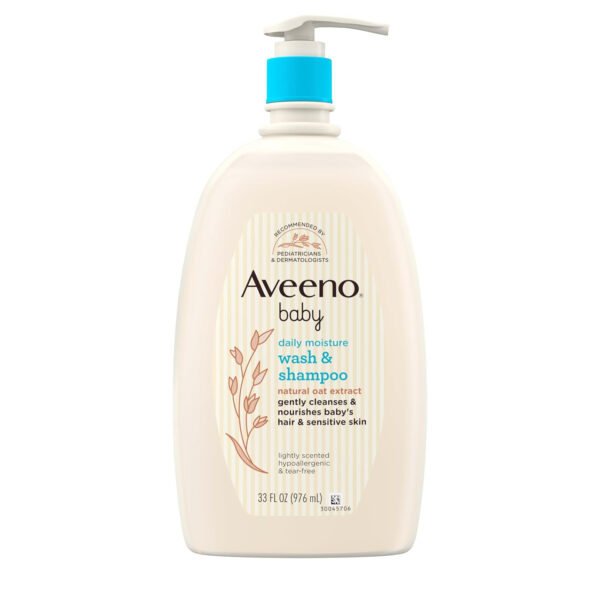 688a86ea66f1539df8cbe243951e1f57a3eef9685f2e8fcb98cd4.jpg Aveeno Baby Daily Moisture Gentle Bath Wash & Shampoo with Natural Oat Extract, Hypoallergenic, Tear-Free & Paraben-Free Formula For Sensitive Hair & Skin, Lightly Scented, 33 fl. oz