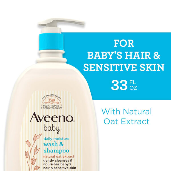 688a86eb67bab9324b32ce4318d6fdeb4547267e62d50bf4e16ec.jpg Aveeno Baby Daily Moisture Gentle Bath Wash & Shampoo with Natural Oat Extract, Hypoallergenic, Tear-Free & Paraben-Free Formula For Sensitive Hair & Skin, Lightly Scented, 33 fl. oz