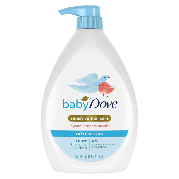 688a877fadc21014bfc8dcace8e5b9c64ce9478b2f6ceb8aea0af.jpg Baby Dove Sensitive Skin Care Baby Wash Rich Moisture For Baby Bath Time Tear-Free and Hypoallergenic 34 oz