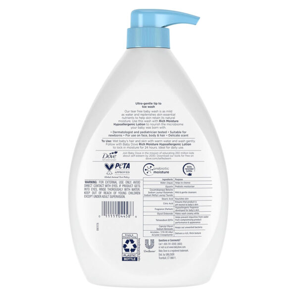 688a87808a72e0f048f944dacc162fa64c7e12697d60b8541f026.jpg Baby Dove Sensitive Skin Care Baby Wash Rich Moisture For Baby Bath Time Tear-Free and Hypoallergenic 34 oz