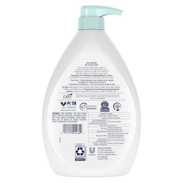 688a8786567a1648cf9713741fe93d80bf80a425a48541f4cbfdb.jpg Baby Dove Sensitive Skin Care Baby Wash Rich Moisture For Baby Bath Time Tear-Free and Hypoallergenic 34 oz