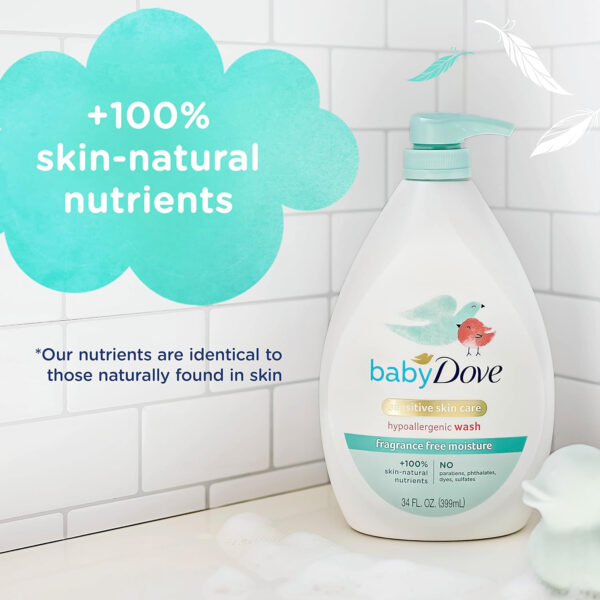 688a878c50cf0022d193d305613e3ffe7491f68d28199795fa9b7.jpg Baby Dove Sensitive Skin Care Baby Wash Rich Moisture For Baby Bath Time Tear-Free and Hypoallergenic 34 oz