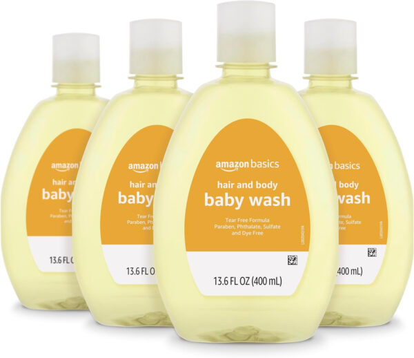 Amazon Basics Tear-Free Baby Hair and Body Wash, 27.1 Fluid Ounce, Lightly Scented, 4-Pack (Previously Solimo)