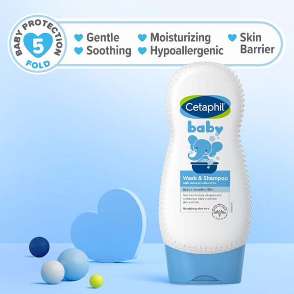 Cetaphil Baby Wash & Shampoo Plus Body Lotion, Healthy Skin Essentials, Head to Toe Hydration for up to 24 Hours, for Delicate, Sensitive Skin, 2-Pack,White