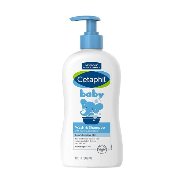 Cetaphil Baby Wash & Shampoo Plus Body Lotion, Healthy Skin Essentials, Head to Toe Hydration for up to 24 Hours, for Delicate, Sensitive Skin, 2-Pack,White