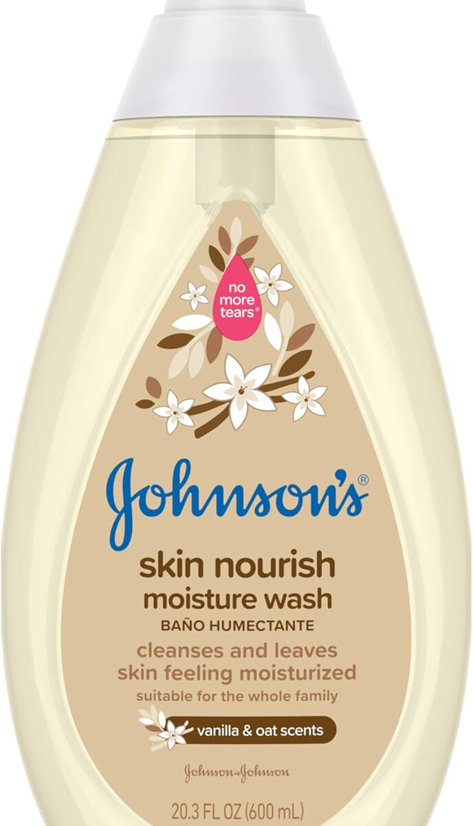 Johnson's Skin Nourishing Moisture Baby Body Wash With Vanilla & Oat Scents, Hypoallergenic & Tear Free Baby Bath Wash, Paraben-, Dye-, Sulfate & Phthalate-Free, 20.3 fl. oz