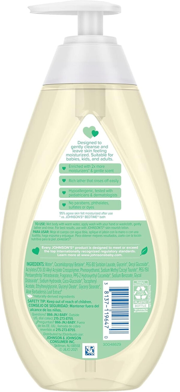 688a88c2530a5ee35dbd381de4f5ffb6e8fbe6c63871d90bd7594.jpg Johnson's Skin Nourishing Moisture Baby Body Wash With Vanilla & Oat Scents, Hypoallergenic & Tear Free Baby Bath Wash, Paraben-, Dye-, Sulfate & Phthalate-Free, 20.3 fl. oz