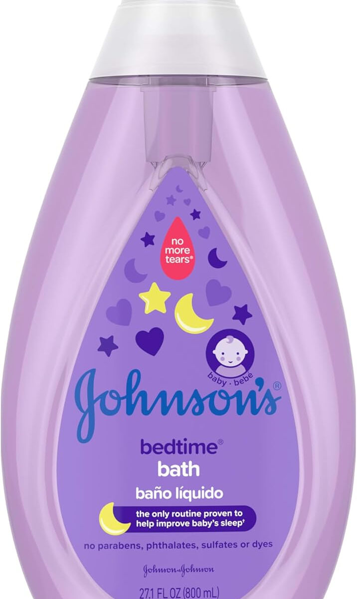 Johnson's Bedtime Baby Bath with Soothing NaturalCalm Aromas, Hypoallergenic & Tear-Free Liquid Baby Bath Formula, No Parabens, Sulfates, Dyes, or Phthalates, 27.1 fl. oz