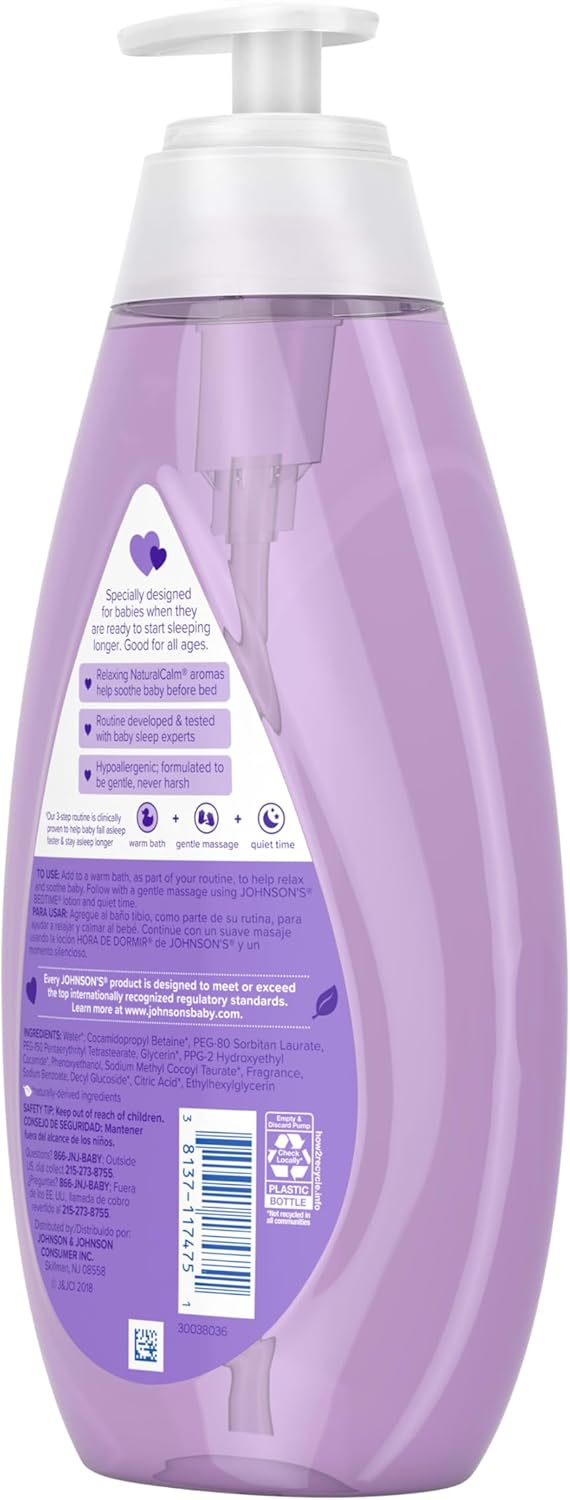 Johnson's Bedtime Baby Bath with Soothing NaturalCalm Aromas, Hypoallergenic & Tear-Free Liquid Baby Bath Formula, No Parabens, Sulfates, Dyes, or Phthalates, 27.1 fl. oz