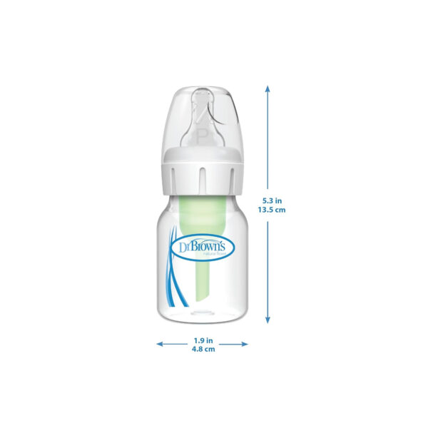Dr. Brown's Natural Flow Anti-Colic Options+ Narrow Baby Bottle, 8 oz/250 mL, with Level 1 Slow Flow Nipples, 0m+, 4 Pack