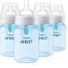 Philips Avent Anti-Colic Baby Bottle with AirFree Vent, 9oz, with Flow 2 Nipples, 1m+, 4pk, Clear, SCY703/04