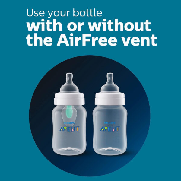 Philips Avent Anti-Colic Baby Bottle with AirFree Vent, 9oz, with Flow 2 Nipples, 1m+, 4pk, Clear, SCY703/04