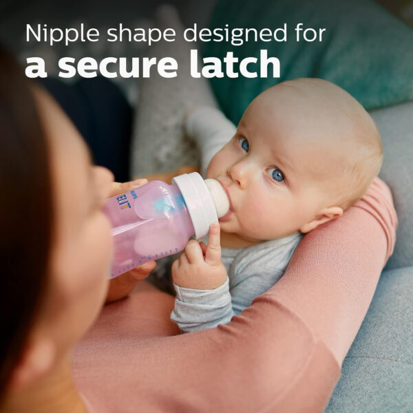 Philips Avent Anti-Colic Baby Bottle with AirFree Vent, 9oz, with Flow 2 Nipples, 1m+, 4pk, Clear, SCY703/04