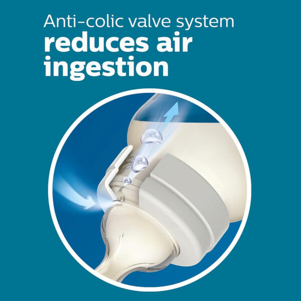Philips Avent Anti-Colic Baby Bottle with AirFree Vent, 9oz, with Flow 2 Nipples, 1m+, 4pk, Clear, SCY703/04
