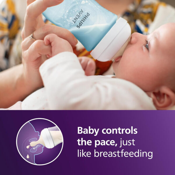 Philips Avent Natural Baby Bottles with Natural Response Nipples (Medium Flow, Flow 3), 9oz, 4-Pack, SCY903/04