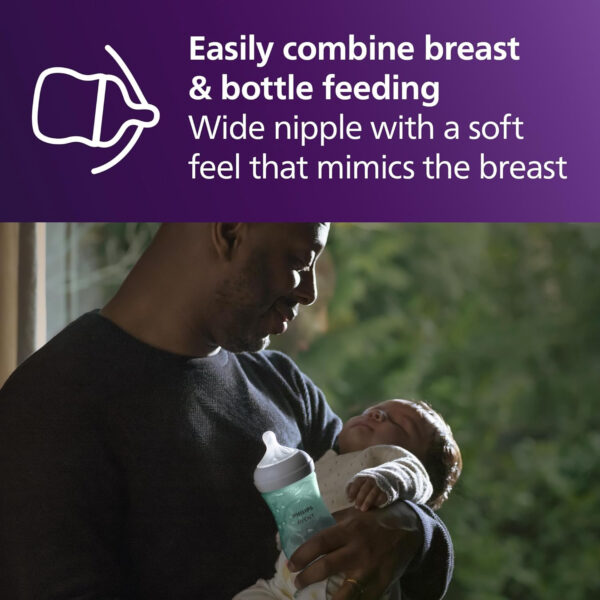 Philips Avent Natural Baby Bottles with Natural Response Nipples (Medium Flow, Flow 3), 9oz, 4-Pack, SCY903/04