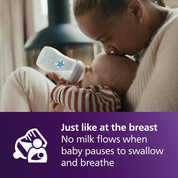 Philips Avent Natural Baby Bottles with Natural Response Nipples (Medium Flow, Flow 3), 9oz, 4-Pack, SCY903/04