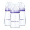 Lansinoh Anti-Colic Baby Bottles for Breastfeeding Babies, 8 Ounces, 3 Count, Includes 3 Medium Flow Nipples, Size M