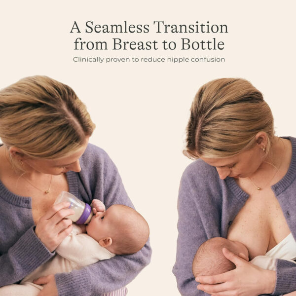 Lansinoh Anti-Colic Baby Bottles for Breastfeeding Babies, 8 Ounces, 3 Count, Includes 3 Medium Flow Nipples, Size M