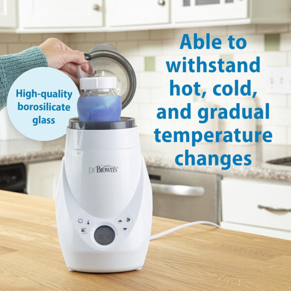 Dr. Brown's Natural Flow Anti-Colic Options+ Wide-Neck Glass Baby Bottles 5 oz/150 mL, with Level 1 Slow Flow Nipple, 3 Pack, 0m+