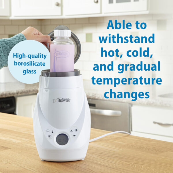 Dr. Brown's Natural Flow Anti-Colic Options+ Wide-Neck Glass Baby Bottles 5 oz/150 mL, with Level 1 Slow Flow Nipple, 3 Pack, 0m+