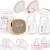 NCVI Double Electric Breast Pump 8782, Portable Anti-Backflow, with 4 Size Flanges, 4 Modes & 9 Levels, LED Display, 10 Breastmilk Storage Bags, Ultra-Quiet and Pain Free Breast Pumps