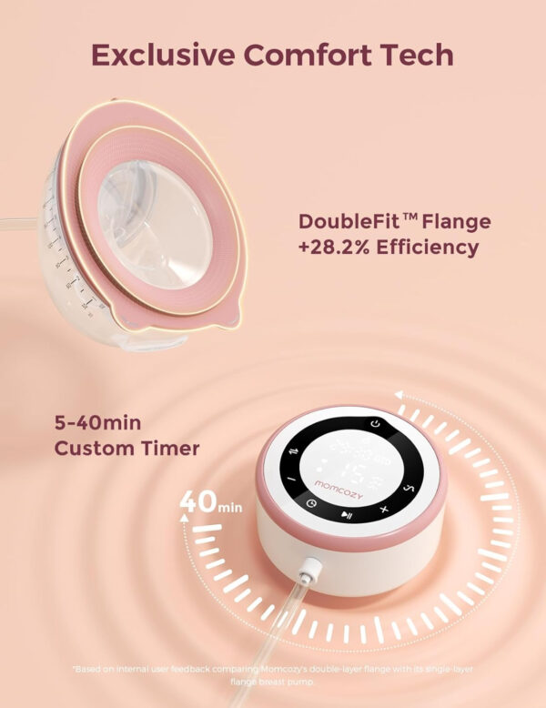 Momcozy Breast Pump V1 Pro Hospital-Grade, Hands-Free & Portable Wearable Pump, Upgraded Electric Pump with 3 Fine-Tuned Rhythms|15 Levels, Come with Leak-Proof DoubleFit Flange, Cozy Red.