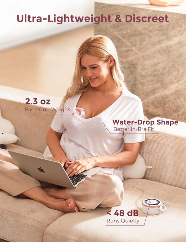 Momcozy Breast Pump V1 Pro Hospital-Grade, Hands-Free & Portable Wearable Pump, Upgraded Electric Pump with 3 Fine-Tuned Rhythms|15 Levels, Come with Leak-Proof DoubleFit Flange, Cozy Red.
