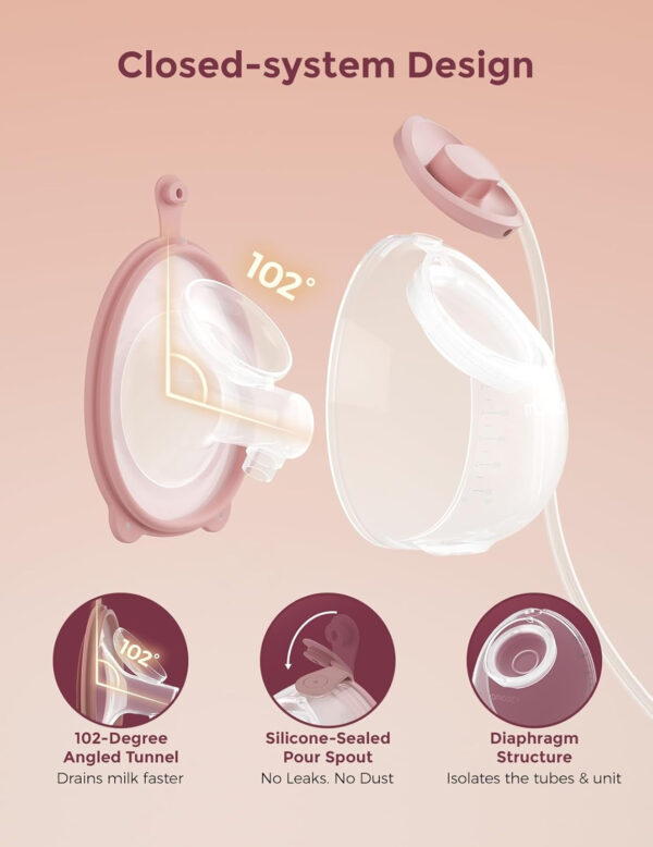 Momcozy Breast Pump V1 Pro Hospital-Grade, Hands-Free & Portable Wearable Pump, Upgraded Electric Pump with 3 Fine-Tuned Rhythms|15 Levels, Come with Leak-Proof DoubleFit Flange, Cozy Red.